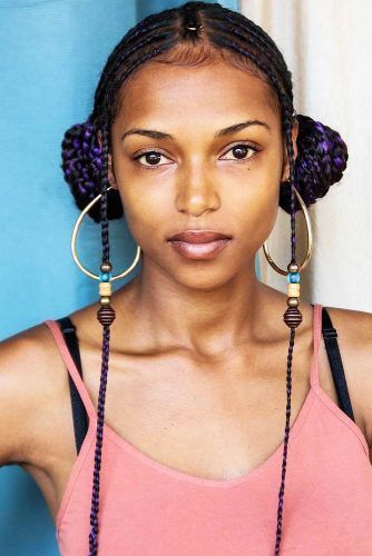 Micro Braids Into Double Low Buns #braids #updo #buns