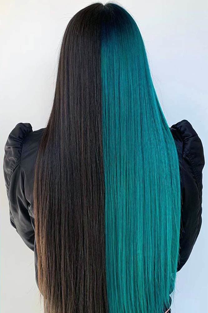 teal and black hair