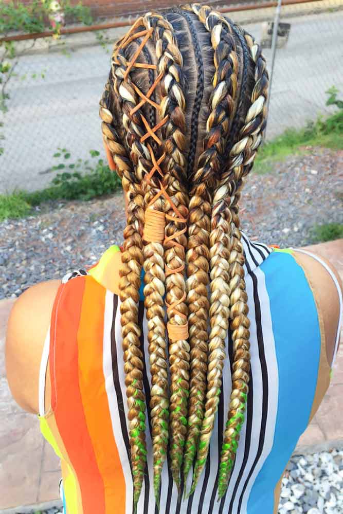 Crochet Braids With Blonde Accent #braids #naturalhair