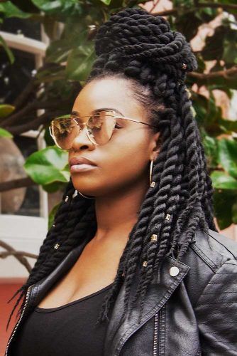 Super Dense Marley Twists Half-Up #briads #naturalhair #halfup
