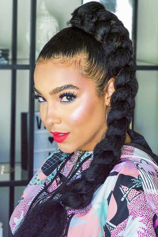 braided ponytail black hair