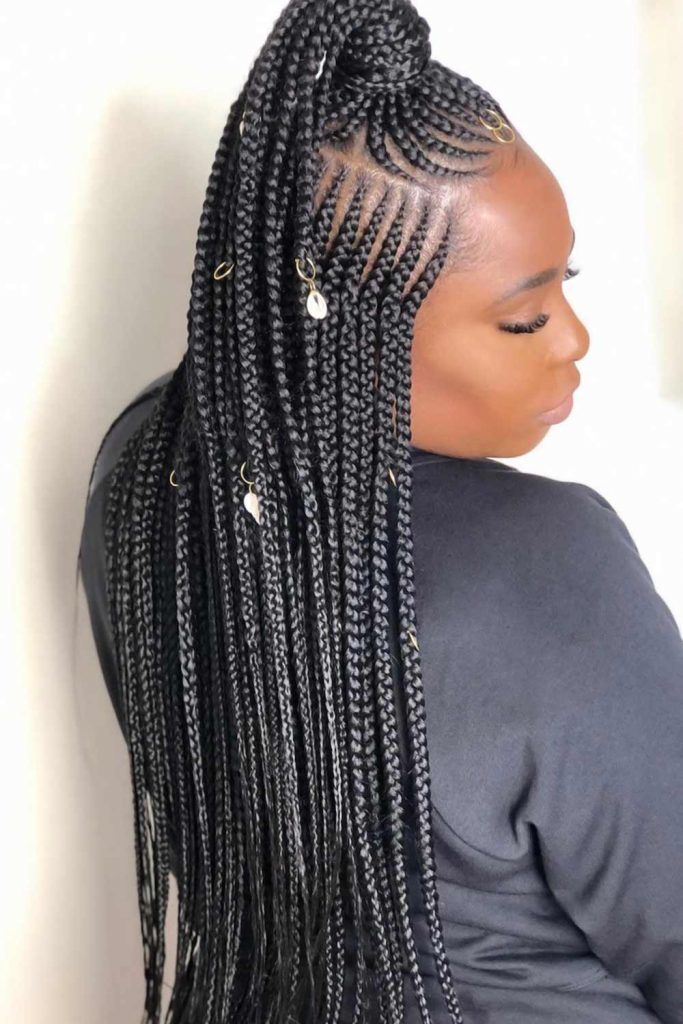 Long Half-Up Fulani Braids #braids #fulanibraids