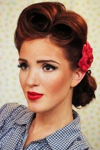 Low Updo With Victory Rolls #updo #victoryroll