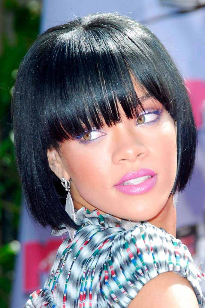 Bob Hairstyles For Black Women Short Blunt Rihanna 683x1024 