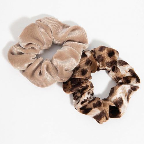 Leopard & Beige Velvet Hair Scrunchie Set #scrunchies