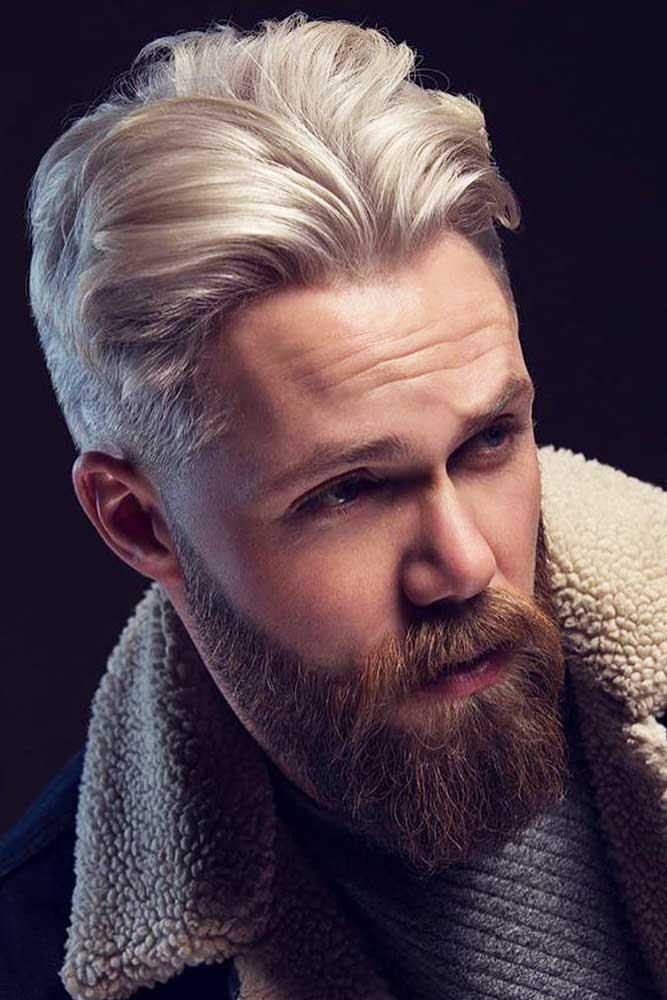 Dyed Top And Beard #hipster #hipsterhaircut #blondehairmen 