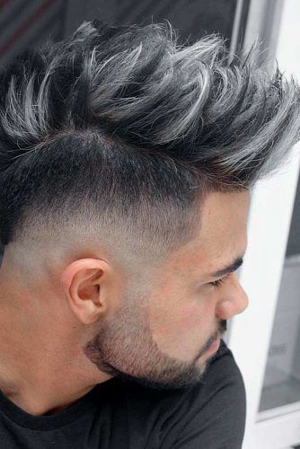 mohawk fade white men with beard