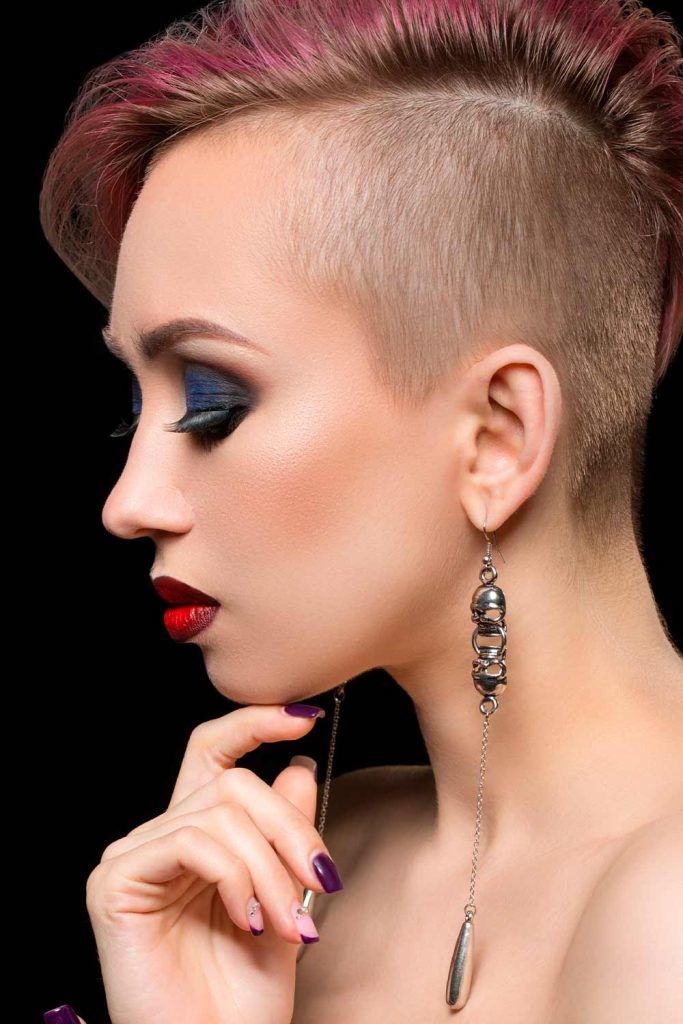 Half Shaved Head Hairstyles Pink Pixie 683x1024 