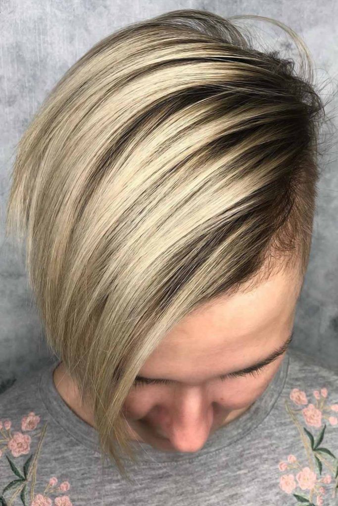 Sleek Layered Short Bob #halfshavedhead #undercut