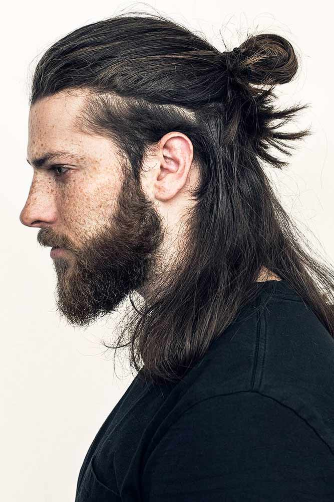 Shoulder Length Samurai Style #samuraihair #menhairstyles