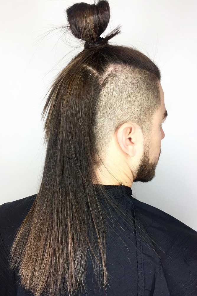 Image of Half-ponytail long Japanese hairstyle for men