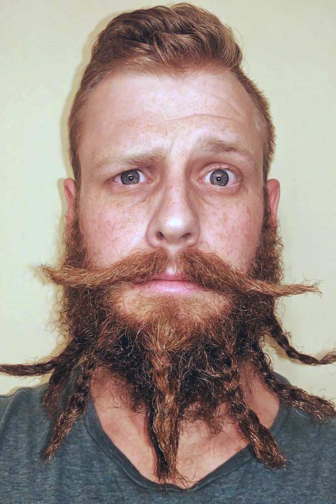 Braided Beard With Dali Style Mustache #beard #braids #braidedbeard