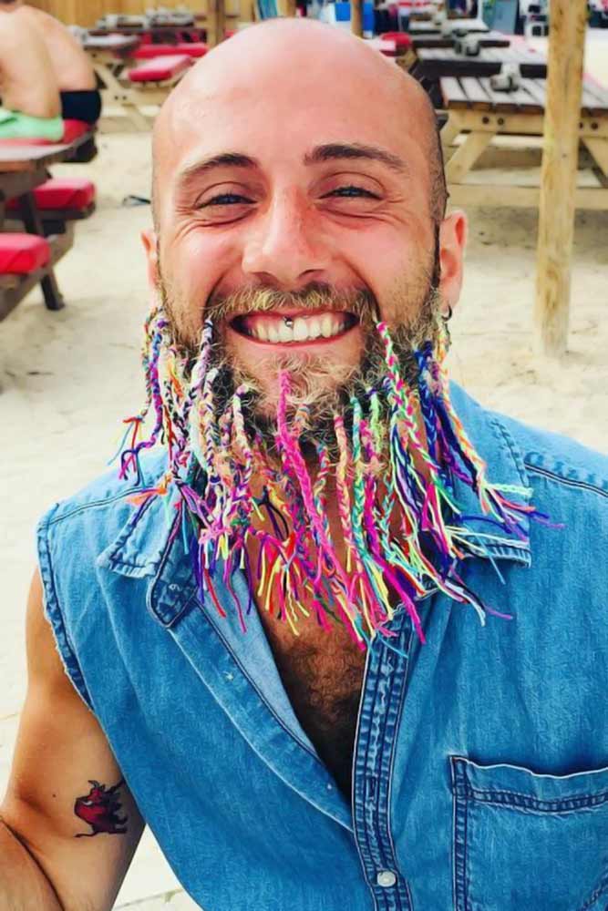 Multiple Braids with Colorful Strings #beard #braids #braidedbeard