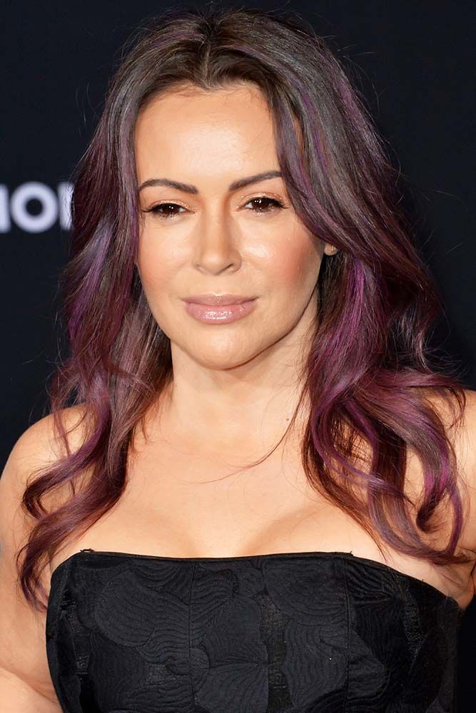 Alyssa Milano Purple #hairtransformation #celebrityhairtransformation