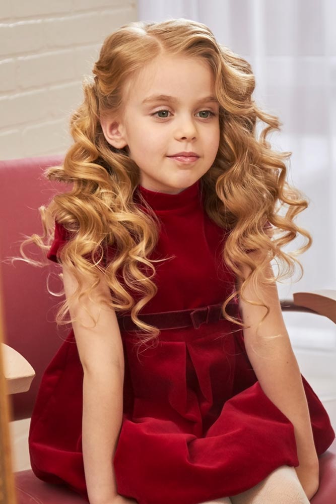 Side Parted Curly Long Haircut #littlegirlhaircuts #haircuts