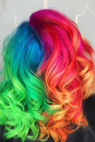 Prismatic Rainbow Half And Half Hair #halfandhalfhair #splithair