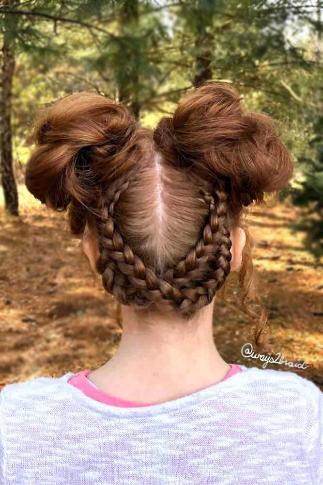 Long Double Buns Braids