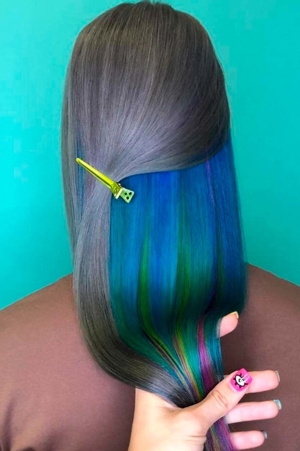 Blue Peekaboo for Grey Hair