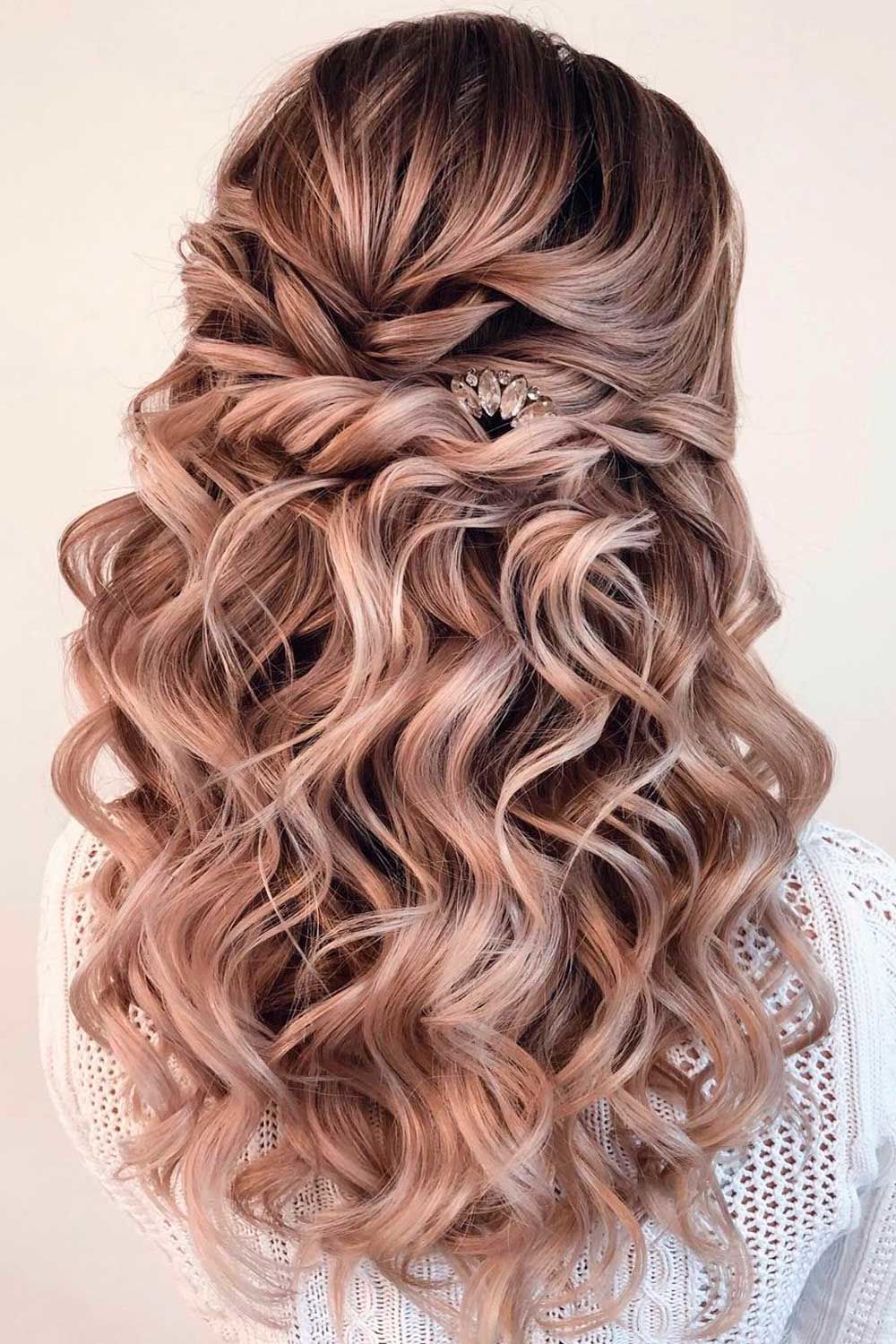 Half Up Long Curly Style For Formal Hair