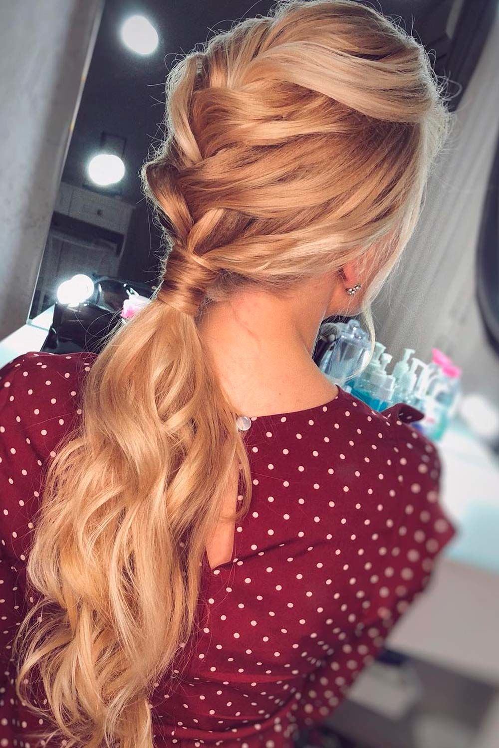 Messy French Braid Into Low Ponytail