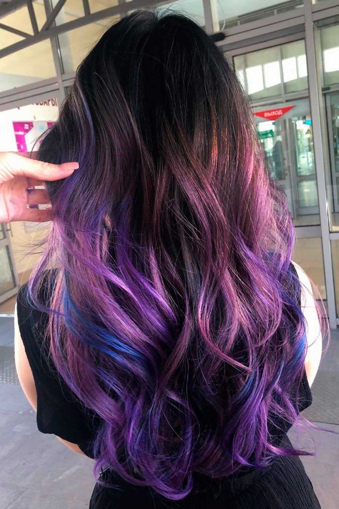 Beauty Long Purple And Black Hair