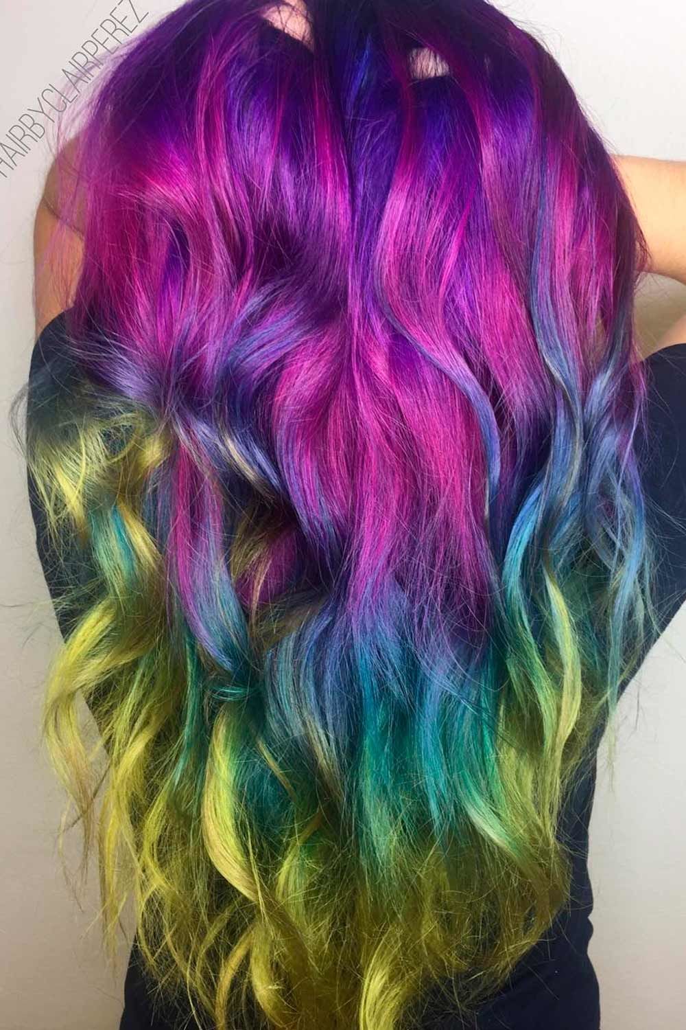 Black Roots With Purple And Yellow Ends