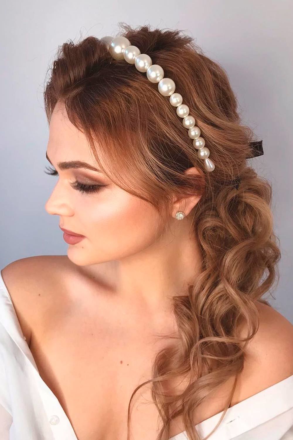 Half-Up Pearl Headbands Ideas 