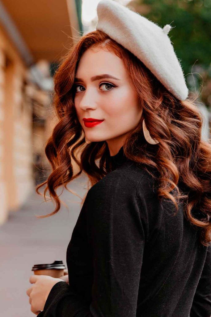 beret hat curly hair