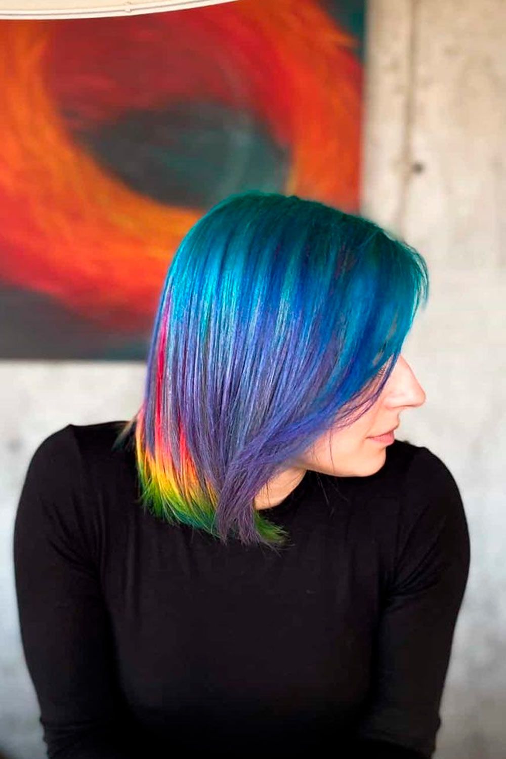 multi colored pixie cut