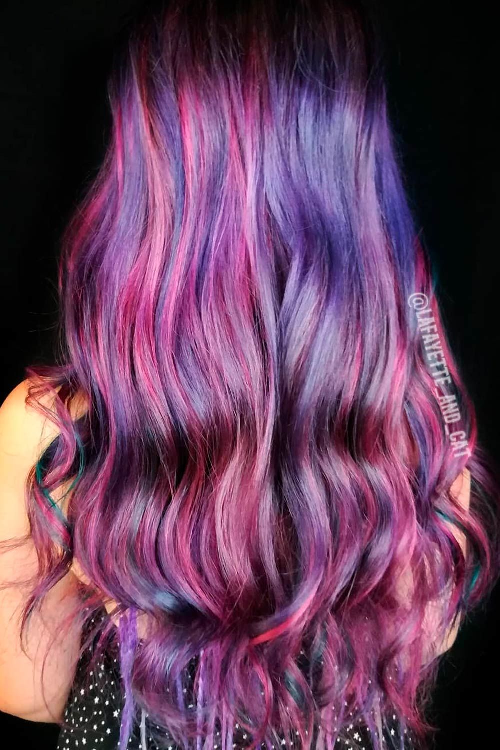 Pink Purple Balayage With Blue Contrast Lowlights