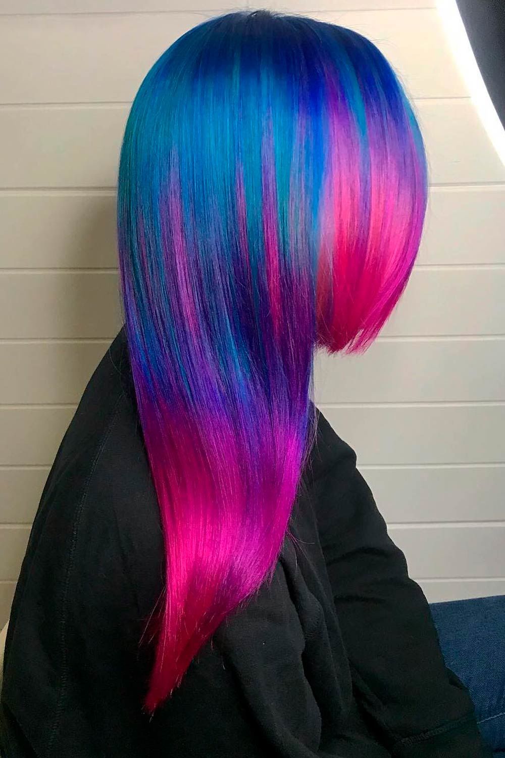 blue and pink hair tips