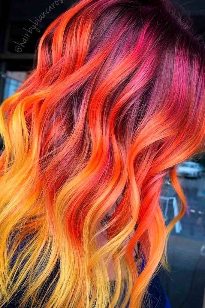 red orange ombre hair