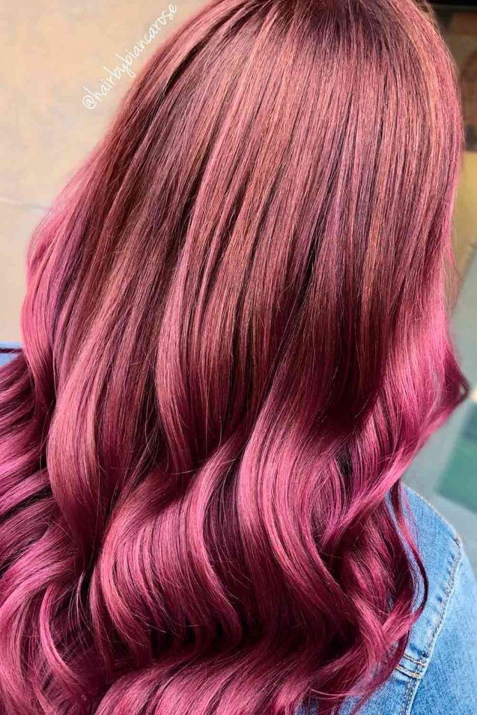 natural red hair with purple highlights