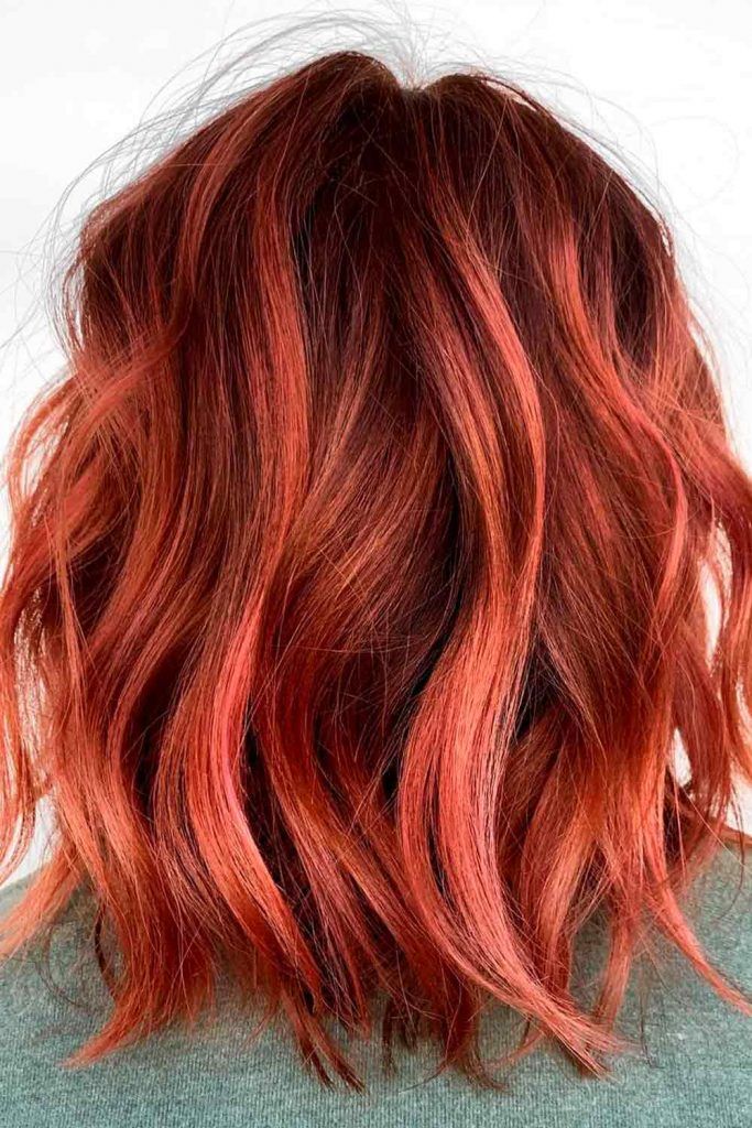 red and brown ombre hair