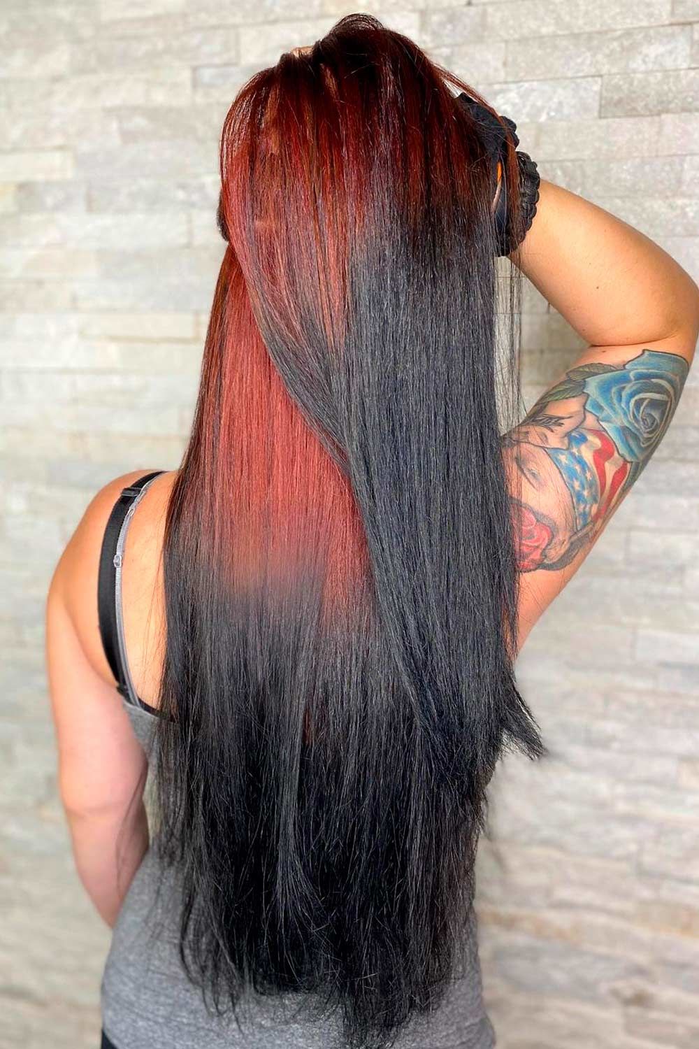 Extra Bright Ideas With Black And Colorful Ombre Reverse Hair, Ombre Hairstyles for Long Hair, Black ombre hair, reverse red ombre hair