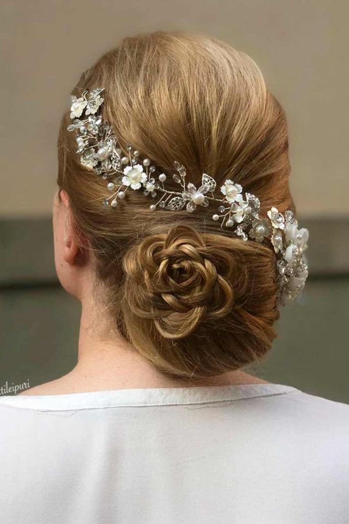 A Vintage Floral Wedding Updo For Long Hair, wedding updos for long thick hair, wedding updos hairstyles for long hair, elegant updos for wedding