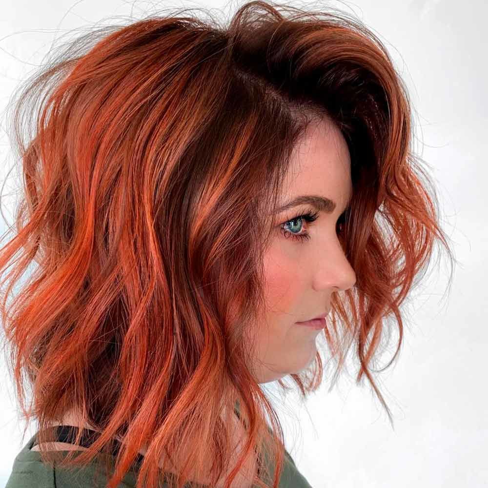 Bright Copper Ombre With Dark Roots, copper ombre hair, copper color hair, copper ombre