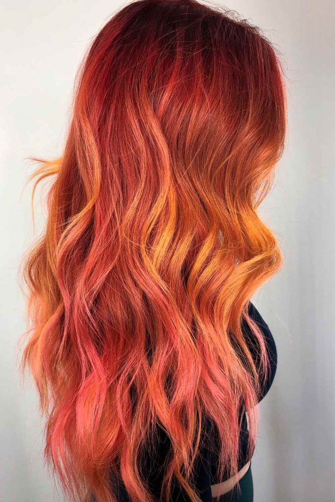 Fiery Copper Ombre, copper balayage on dark hair, copper orange hair, copper red hair color, hair color copper