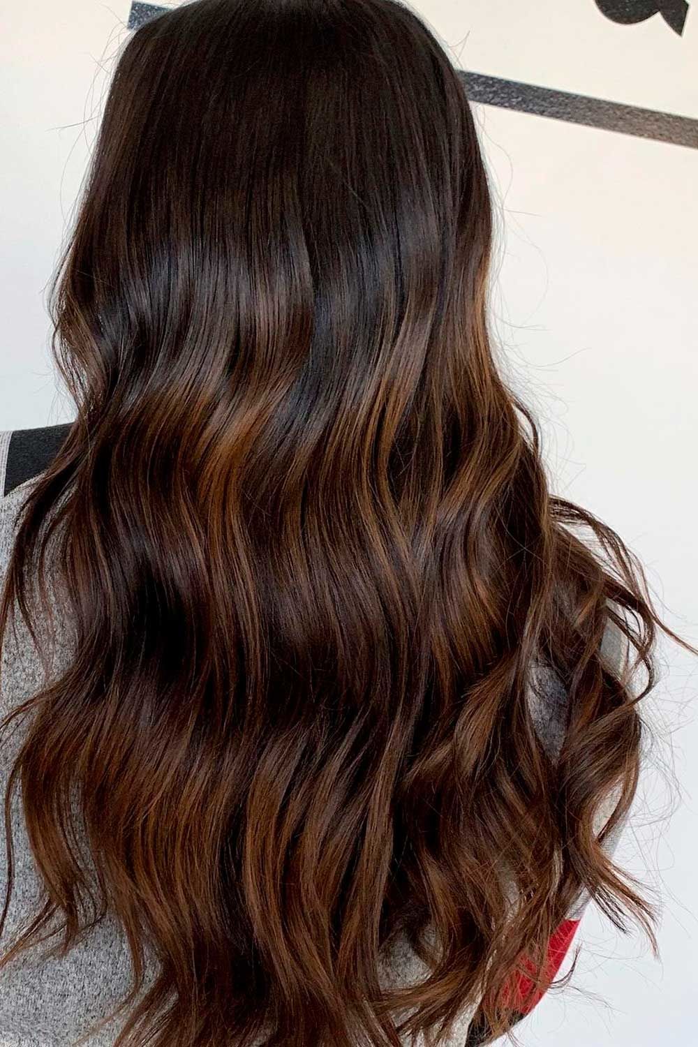 Dark Brown Hair With Honey Highlights