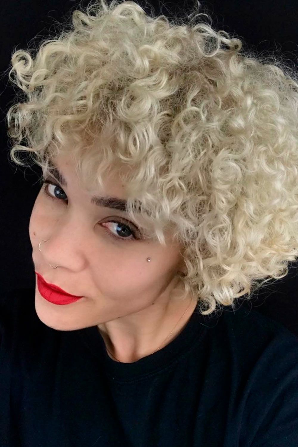 Short Curly Bob With Bangs, heart shaped face short haircut, pixie cut heart shaped face, short haircuts for heart shaped faces