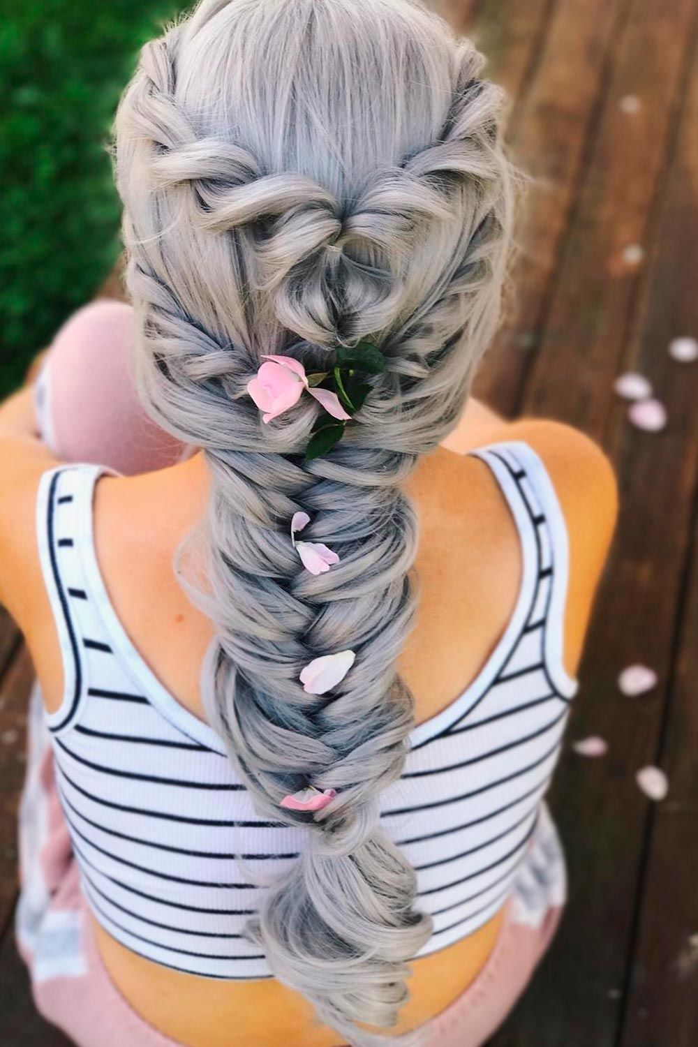 Fishtail Braidstyle, salt pepper hair, salt and pepper look, pepper coloring