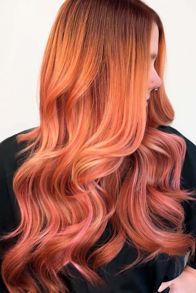 Coral Copper Ombre Hair