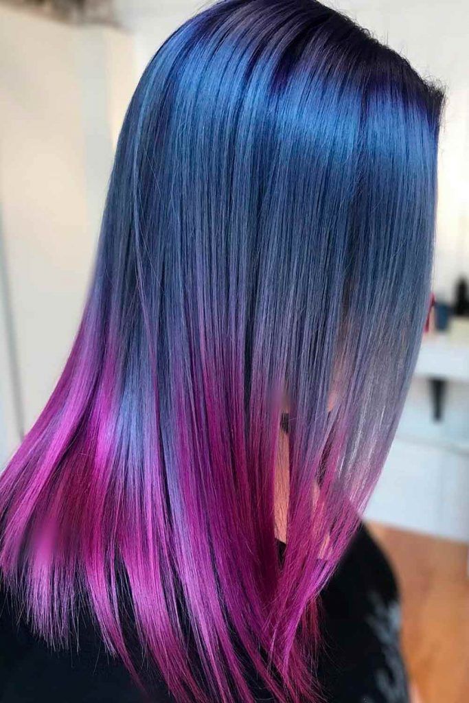 Purple And Arctic Blue Ombre Hair