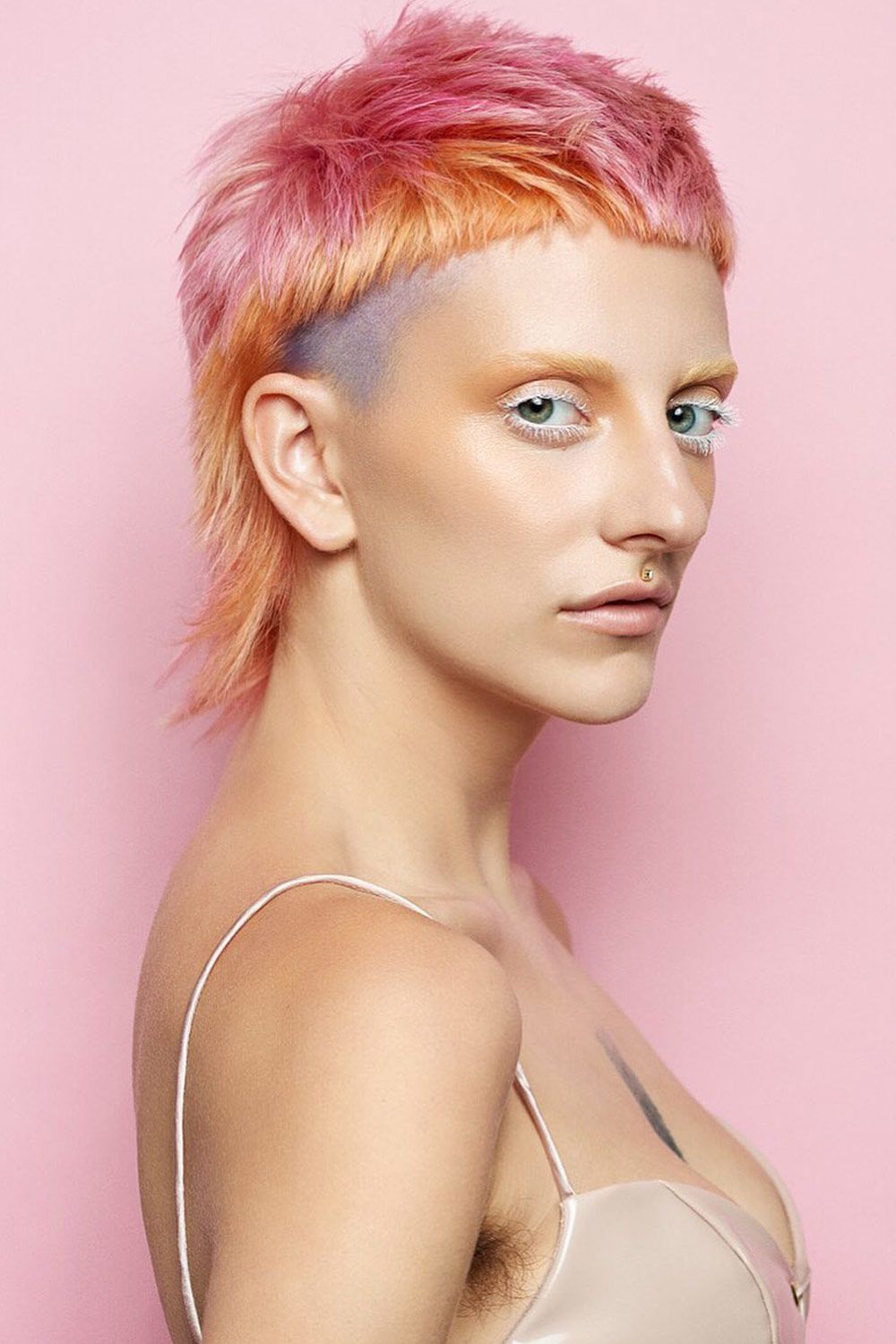 Pastel-Shaded Mullet With Shaved Sides