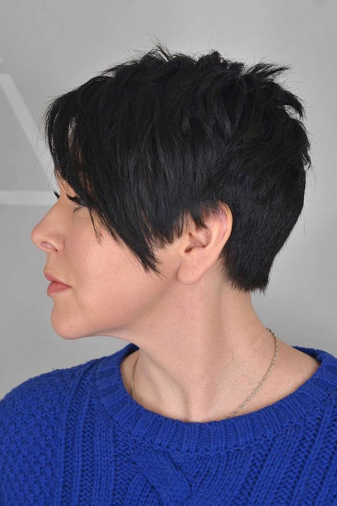 Asymmetrical Black Straight Pixie