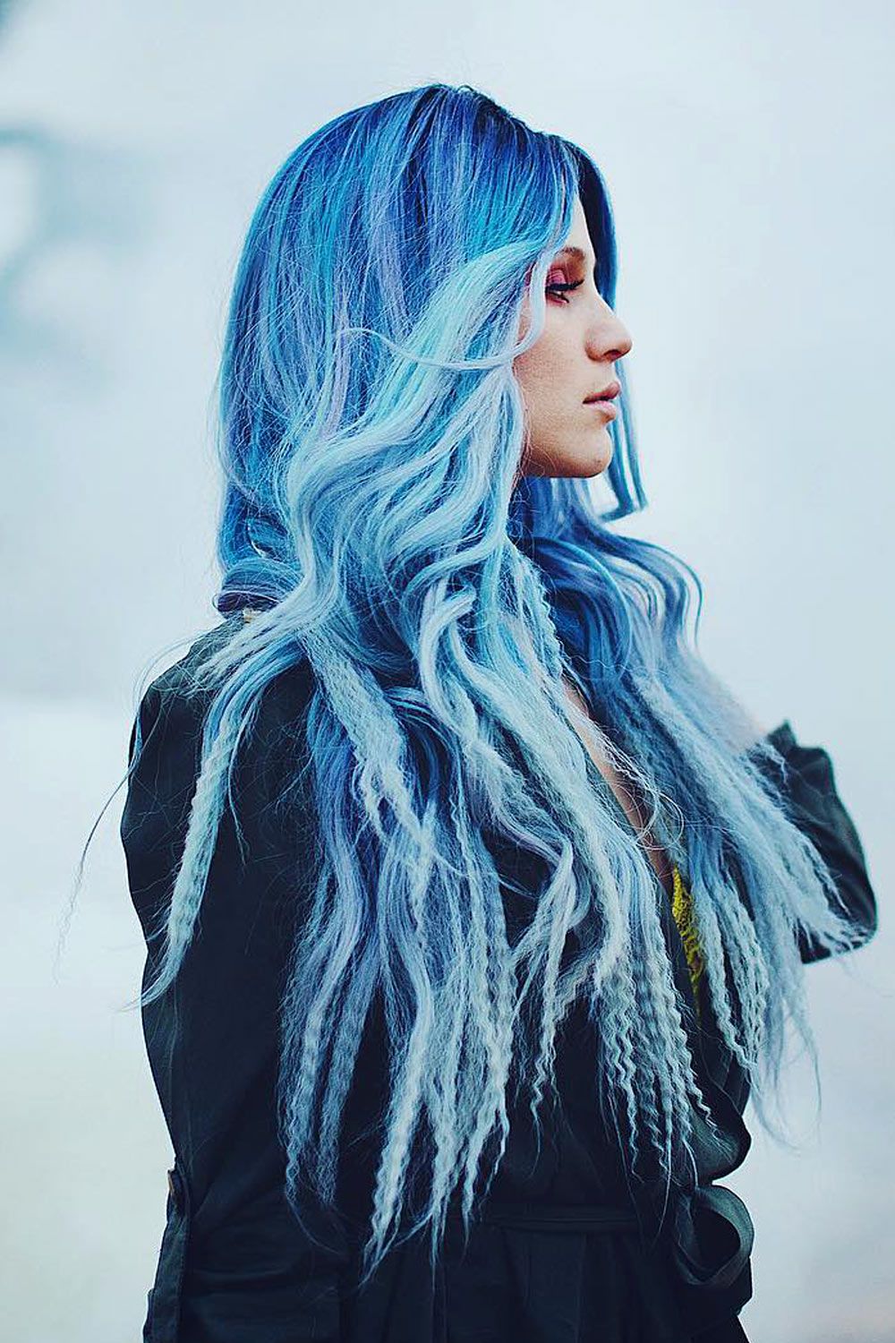 Hide in blue. Небесный цвет волос. Девушка с синими косичками. Волосы единорога. Прическа Sky от DARKNIGHTT.
