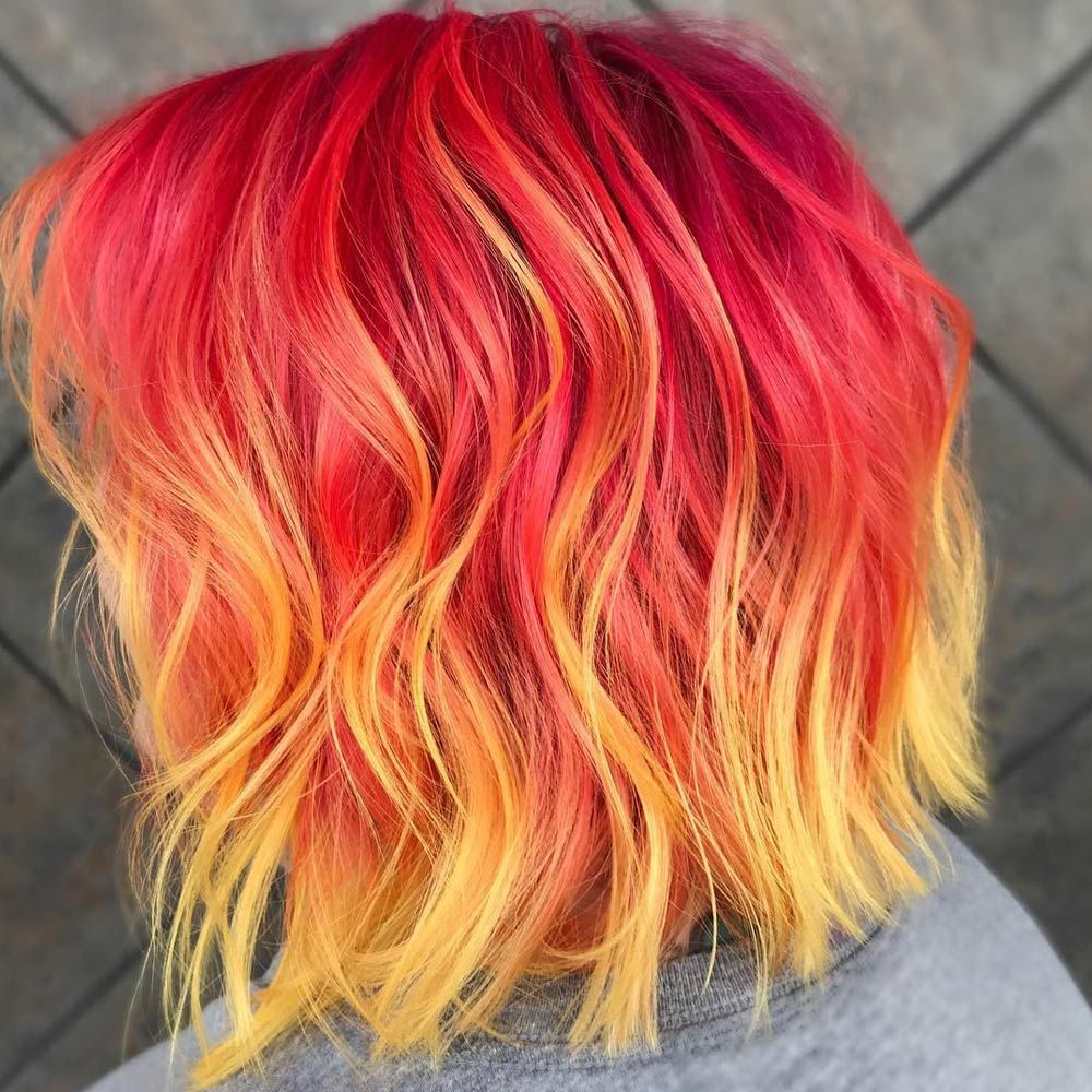 Red & Yellow Sunset Short Hair