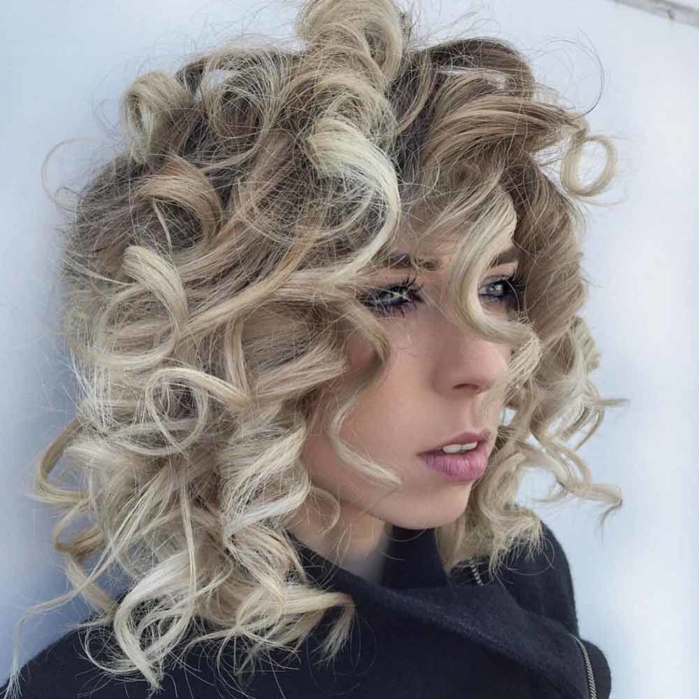 Curly Bob With Wispy Bangs