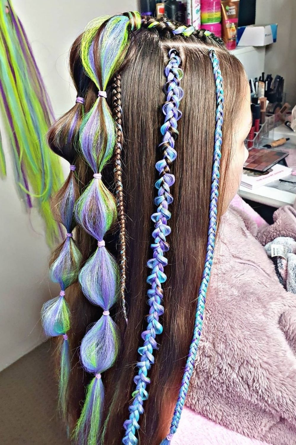 Half-Up Hairstyle With Bubble Accents