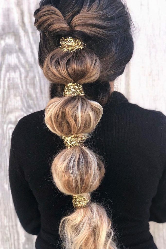 Half-Up Style Bubble Ponytail